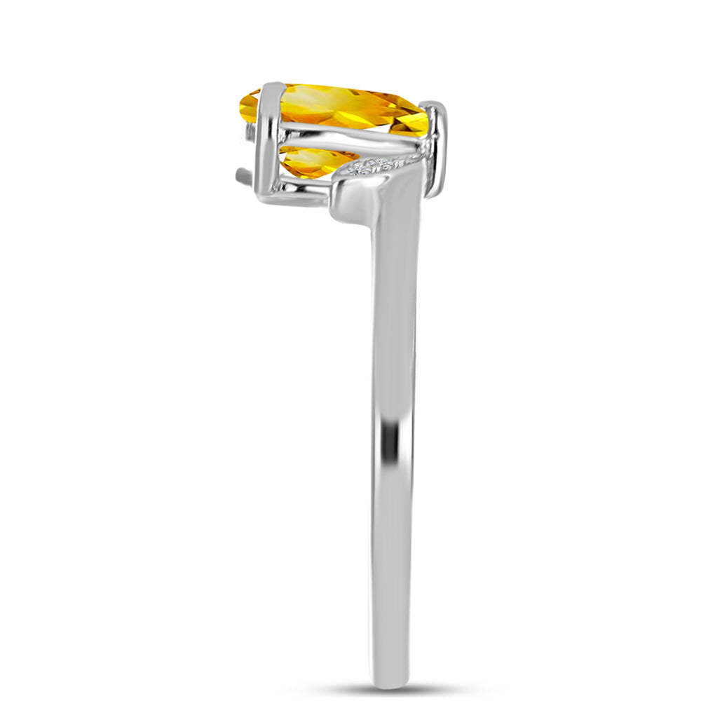 Inel din Argint 925 ( 1.9 grame ) cu Citrin Ural și Topaz Alb 1 Carate