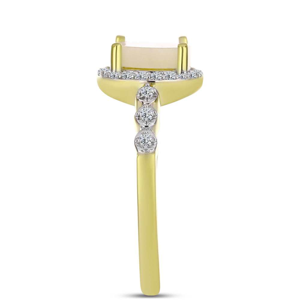 Inel din Argint 925 Placat cu Aur ( 2.73 grame ) cu Sidef și Topaz Alb 1.85 Carate