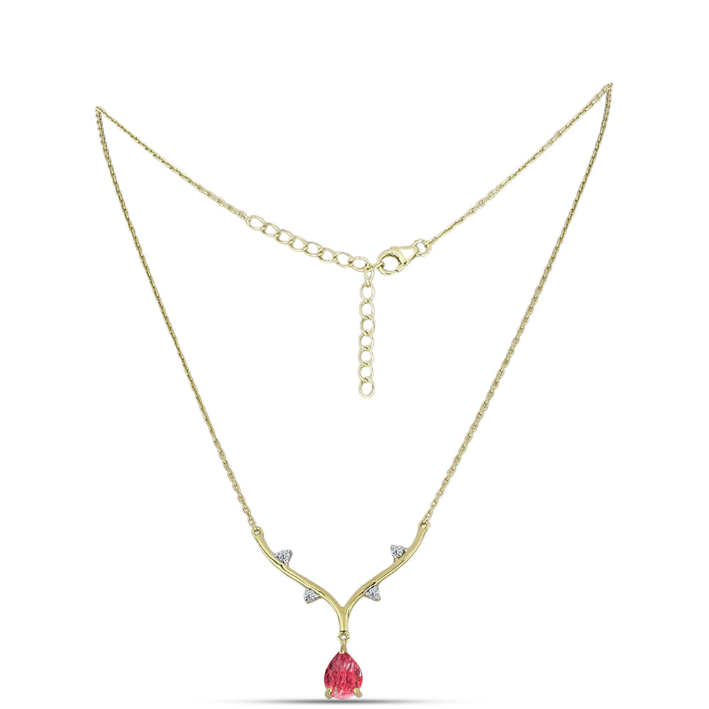 Colier din Argint 925 Placat cu Aur ( 4.56 grame ) cu Thulit și Topaz Alb 2.19 Carate