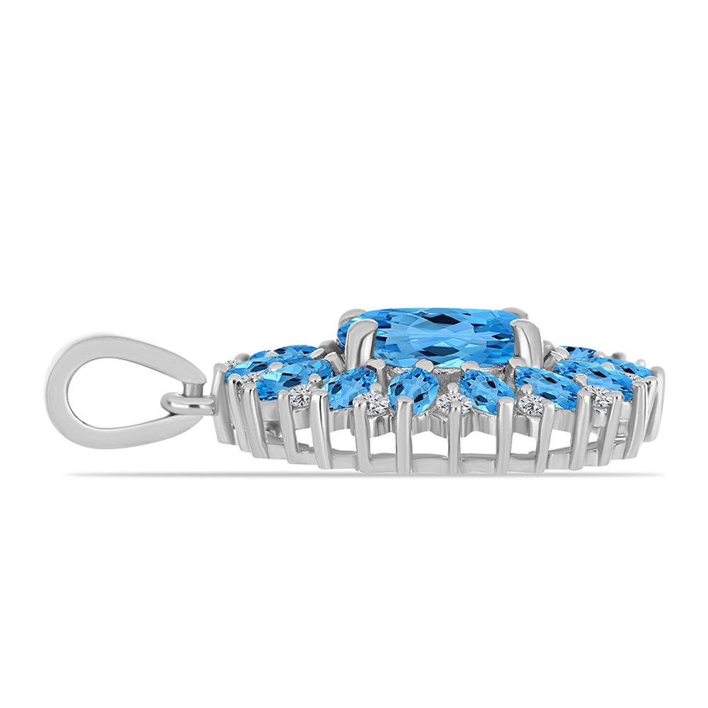 Pandantiv din Argint 925 ( 2.52 grame ) cu Topaz Swiss Blue și Topaz Alb 3.65 Carate