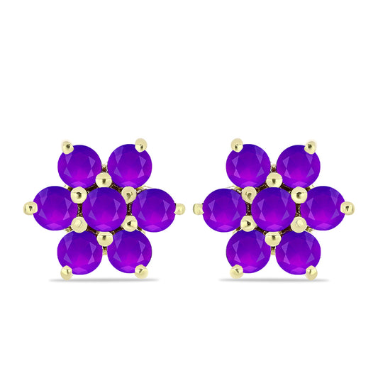 Cercei din Argint 925 Placat cu Aur ( 2.25 grame ) cu Agat Violet 1.51 Carate