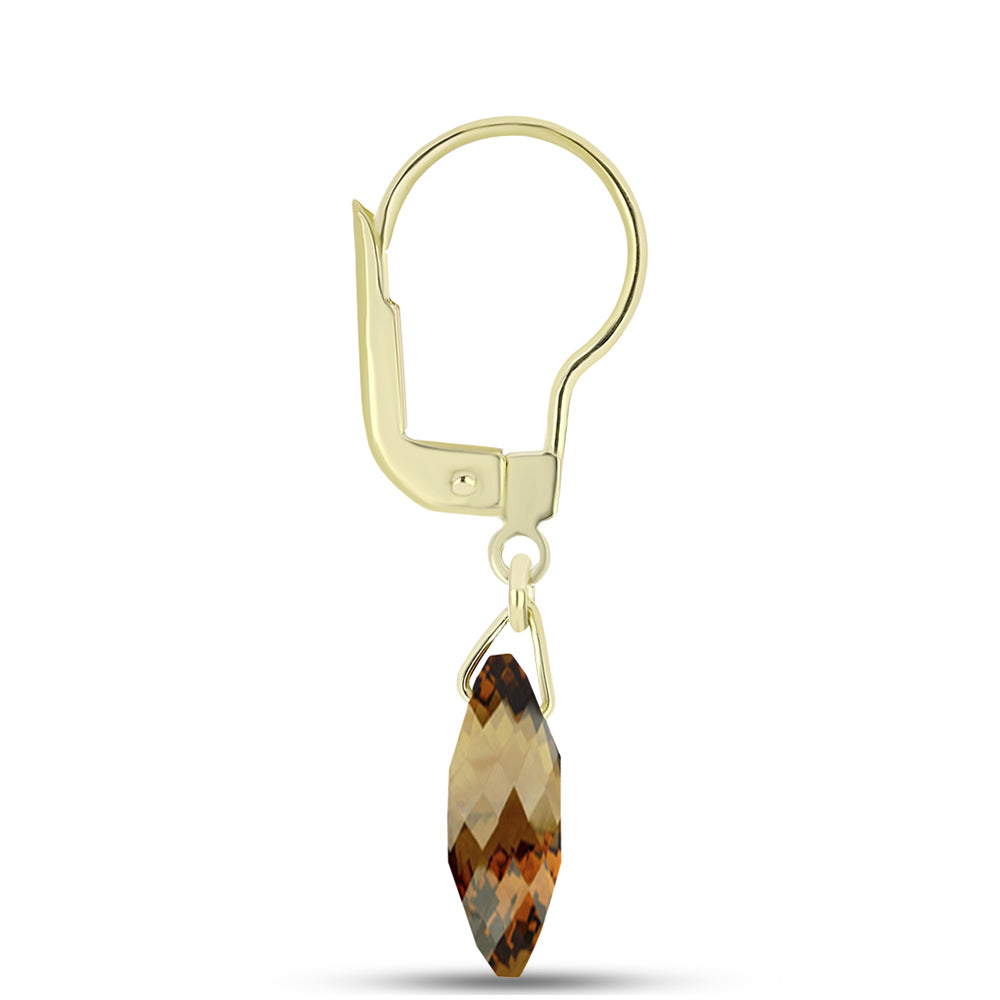 Cercei din Argint 925 Placat cu Aur ( 0.95 grame ) cu Cuarț Coniac 5.37 Carate