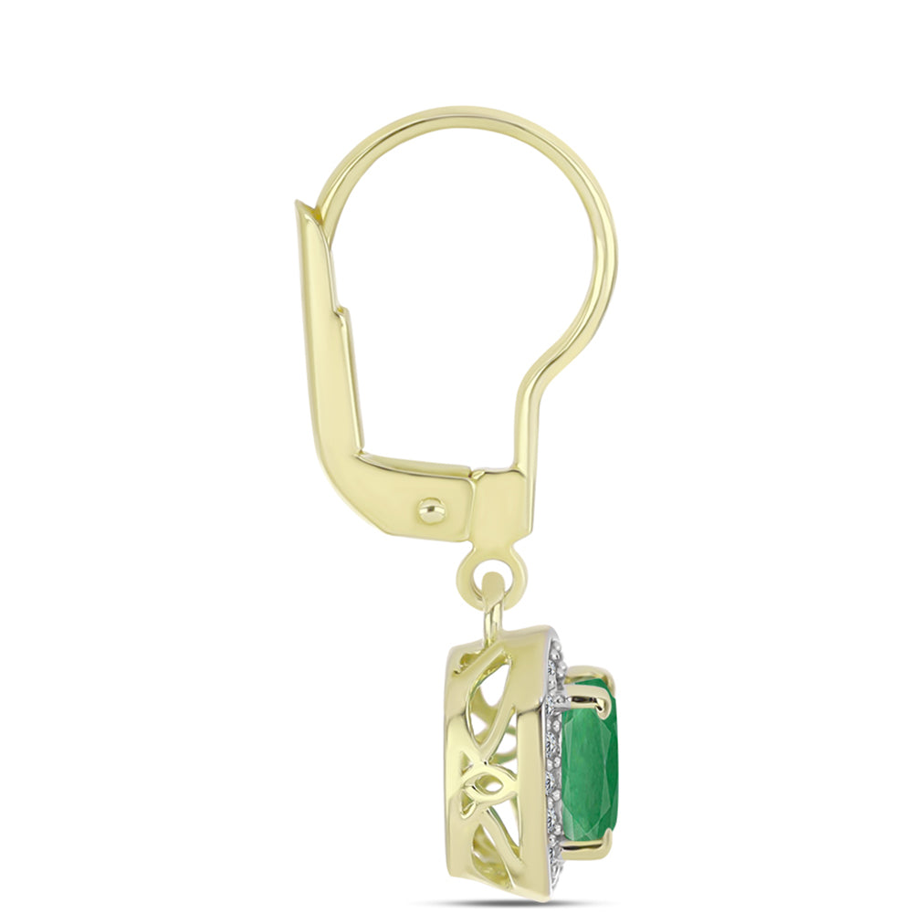 Cercei din Argint 925 Placat cu Aur ( 2.13 grame ) cu Smarald Brazilian și Topaz Alb 1.14 Carate