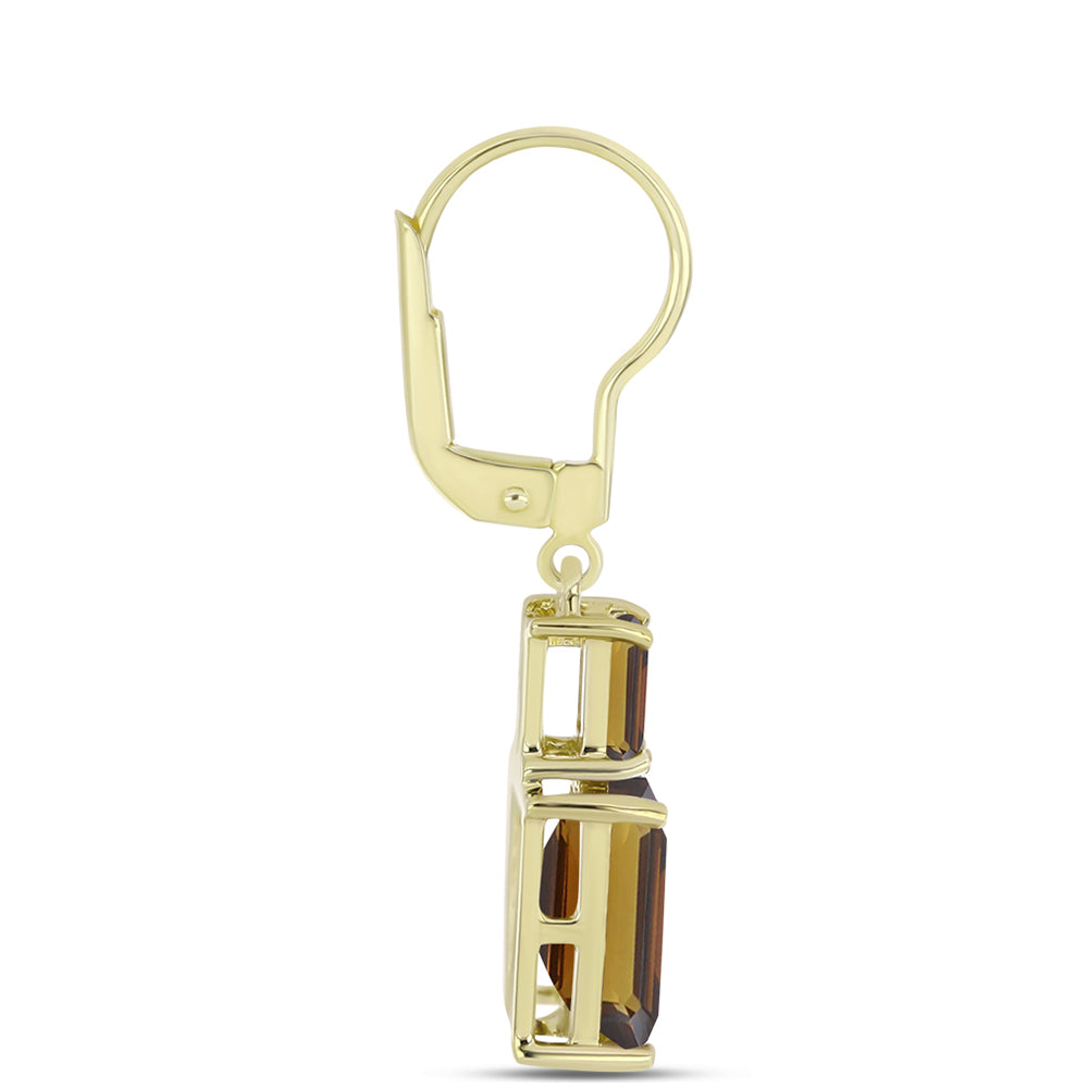 Cercei din Argint 925 Placat cu Aur ( 2.42 grame ) cu Cuarț Coniac 6.45 Carate