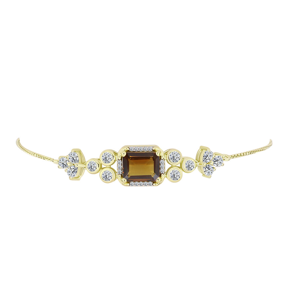 Brățară din Argint 925 Placat cu Aur ( 5.98 grame ) cu Cuarț Coniac și Topaz Alb 4.91 Carate