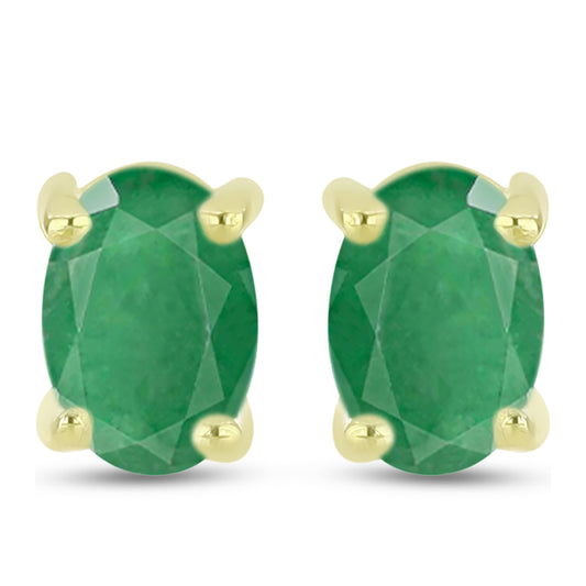 Cercei din Argint 925 Placat cu Aur ( 1.14 grame ) cu Smarald Brazilian 1.03 Carate