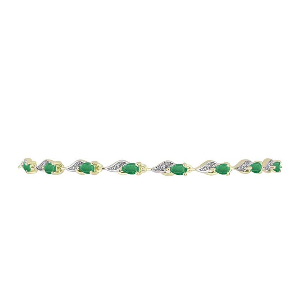 Brățară din Argint 925 Placat cu Aur ( 5.08 grame ) cu Smarald Brazilian și Topaz Alb 1.52 Carate