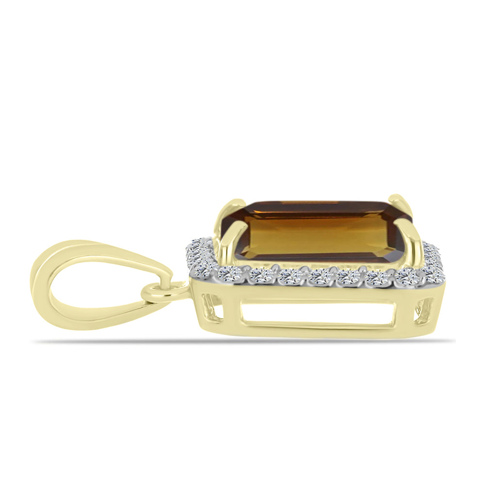 Pandantiv din Argint 925 Placat cu Aur ( 1.25 grame ) cu Cuarț Coniac și Topaz Alb 2.11 Carate