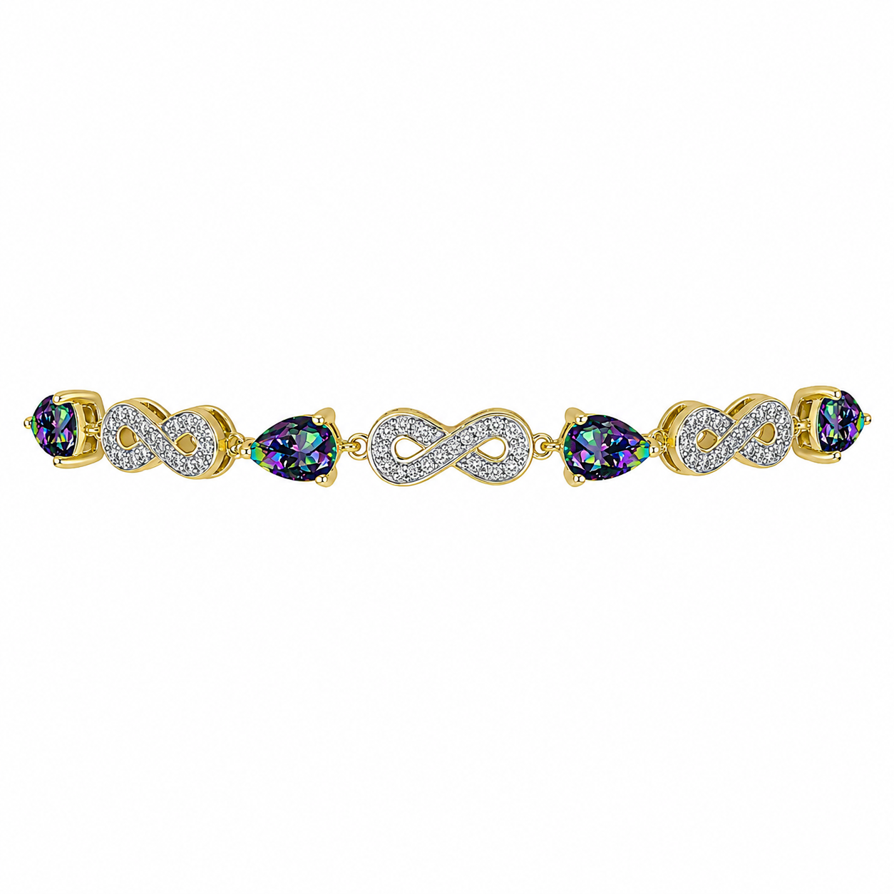 Brățară din Argint 925 Placat cu Aur ( 5.52 grame ) cu Topaz Mistic și Topaz Alb 2.98 Carate