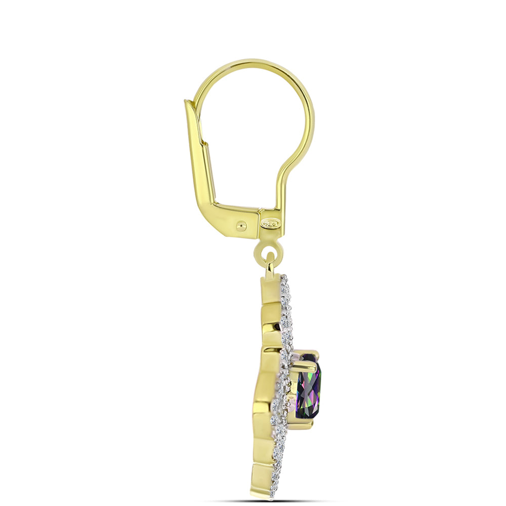 Cercei din Argint 925 Placat cu Aur ( 4.5 grame ) cu Topaz Mistic și Topaz Alb 2.71 Carate