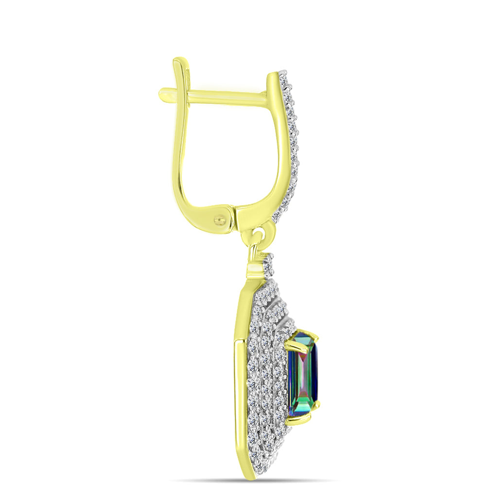 Cercei din Argint 925 Placat cu Aur ( 6.87 grame ) cu Topaz Mistic și Topaz Alb 3.9 Carate