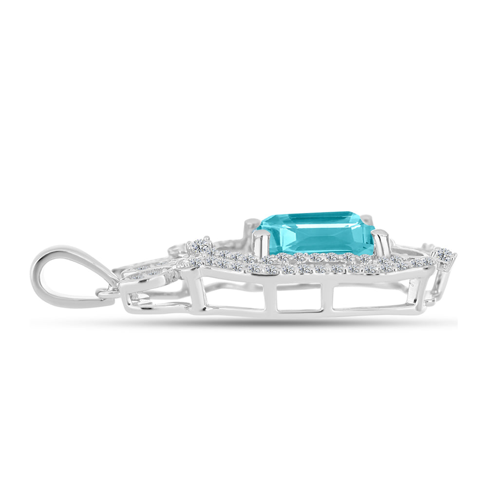 Pandantiv din Argint 925 ( 2.02 grame ) cu Cuarț Paraiba și Topaz Alb 2.64 Carate