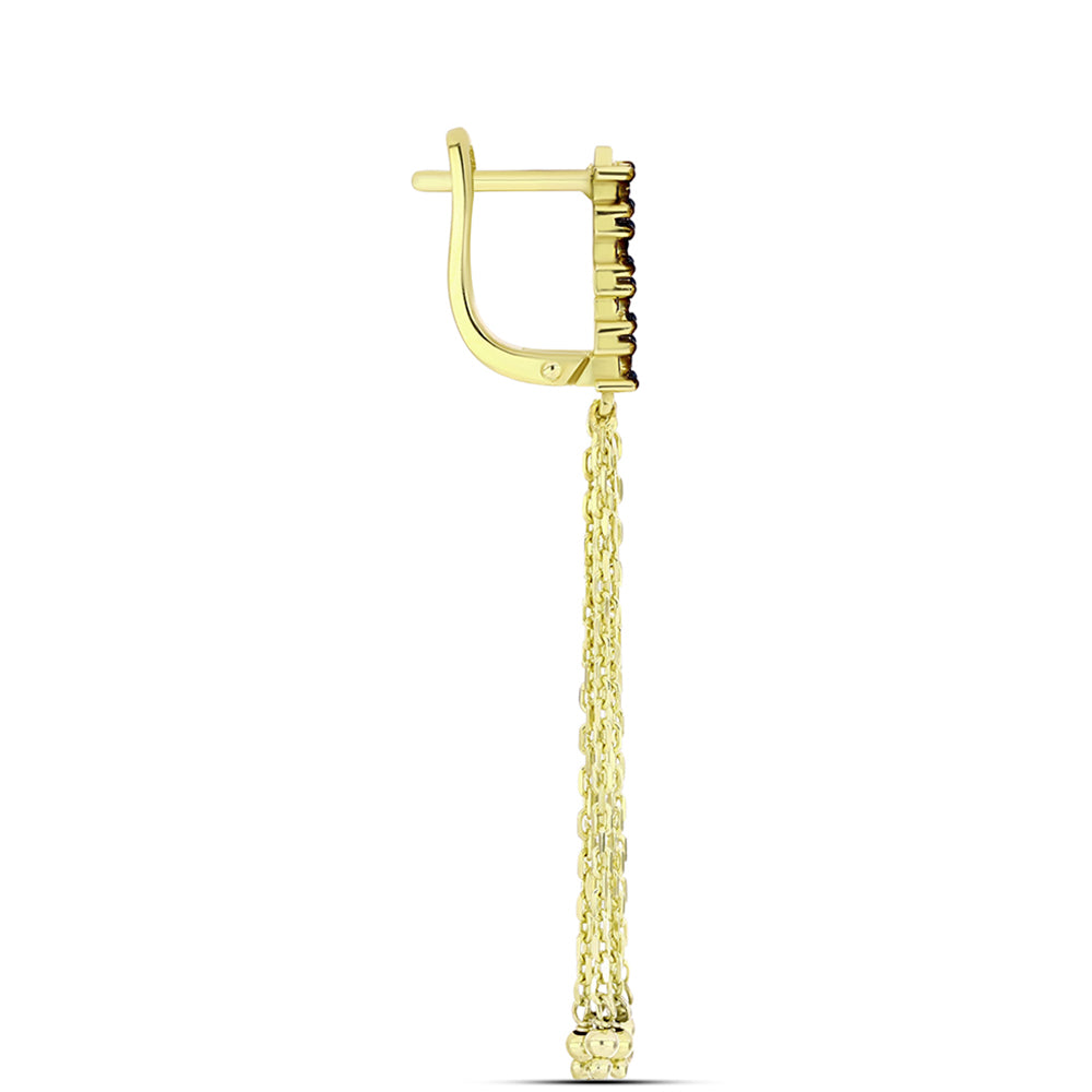 Cercei din Argint 925 Placat cu Aur ( 5.2 grame ) cu Diamant Albastru 0.06 Carate