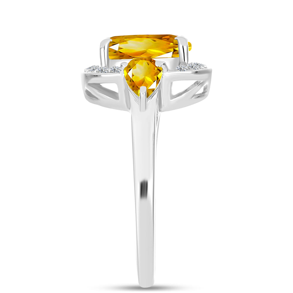Inel din Argint 925 ( 3 grame ) cu Citrin Ural și Topaz Alb 3.59 Carate