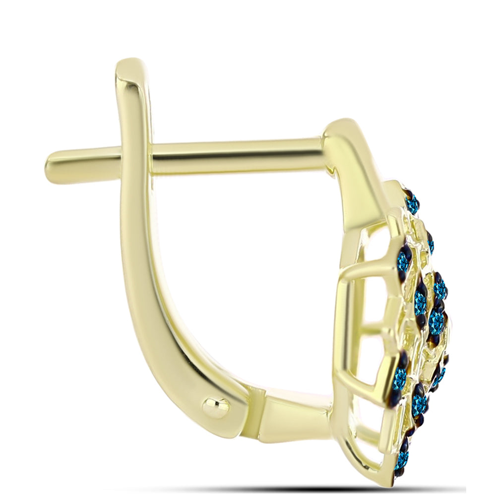 Cercei din Argint 925 Placat cu Aur ( 3.15 grame ) cu Diamant Albastru 0.22 Carate