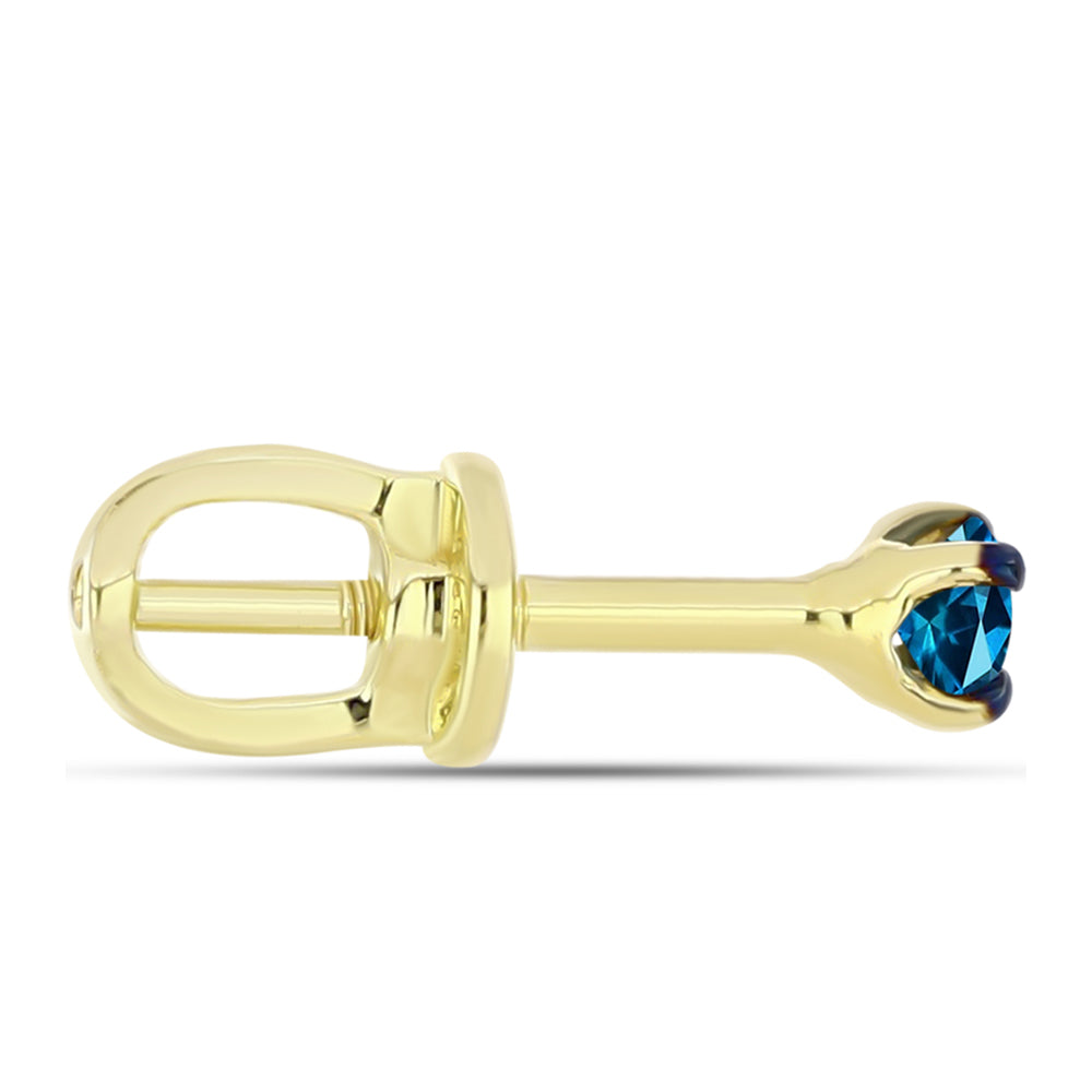 Cercei din Argint 925 Placat cu Aur ( 0.87 grame ) cu Diamant Albastru 0.22 Carate