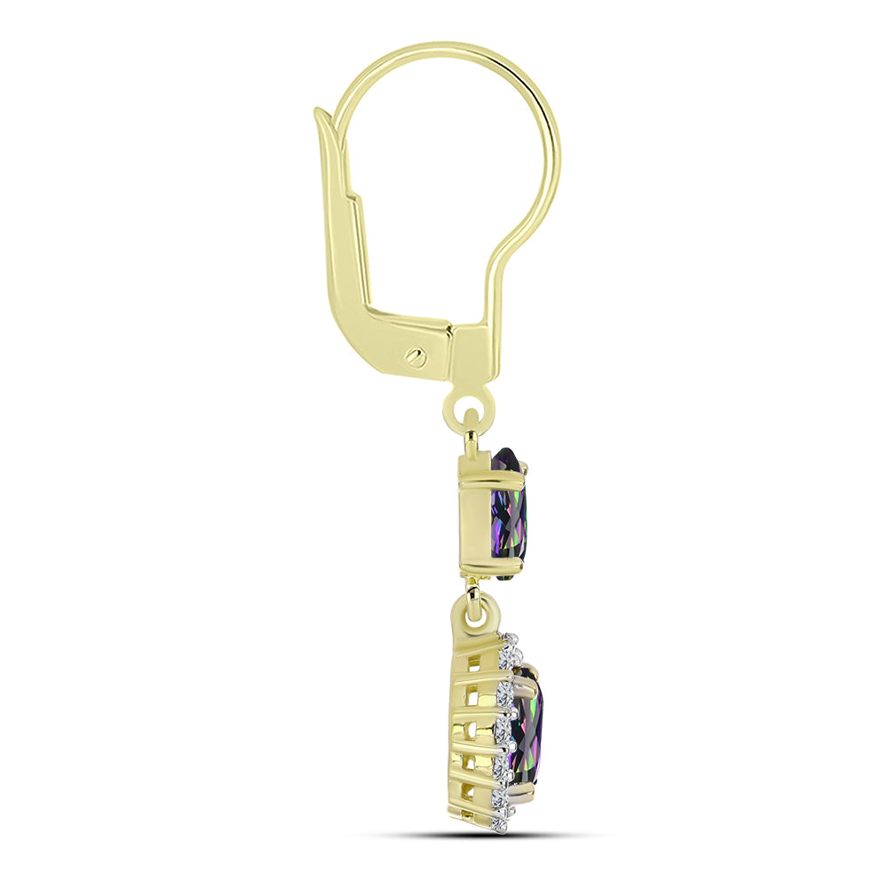 Cercei din Argint 925 Placat cu Aur ( 2.44 grame ) cu Topaz Mistic Verde și Topaz Alb 1.69 Carate
