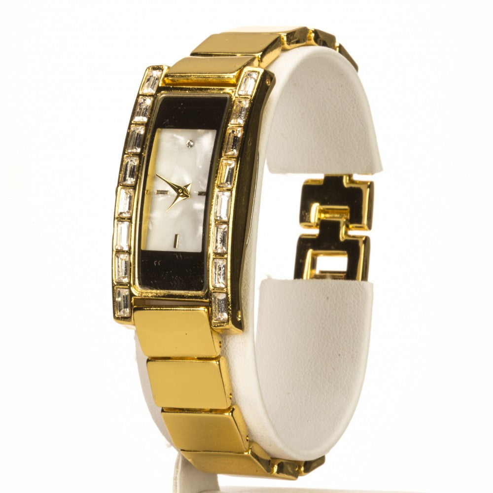 Ceas din Aliaj Placat cu Aur cu Cristal Alb Emporia®