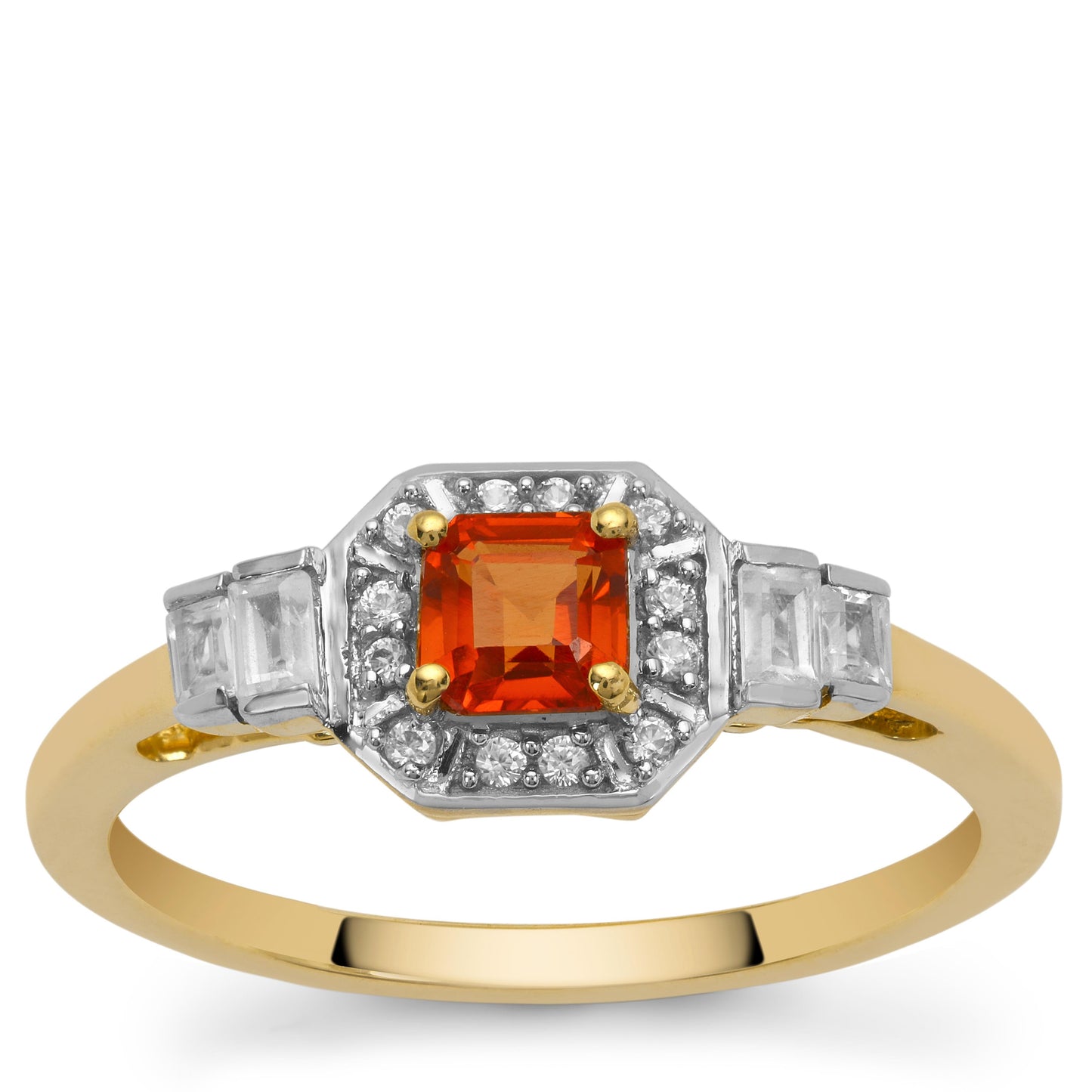 Inel din Aur de 9K ( 2.14 grame ) cu Safir Roșu și Zircon Alb 0.7 Carate