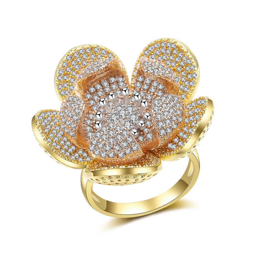 Inel din Aliaj Placat cu Aur cu Cristal Alb Emporia®