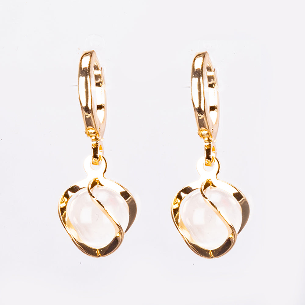 Set din Aliaj Placat cu Aur cu Cristal Alb Emporia® ( Colier+Cercei+Pandantiv )