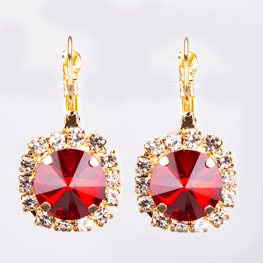 Set din Aliaj Placat cu Aur cu Cristal Roșu Emporia® ( Colier+Cercei+Pandantiv )