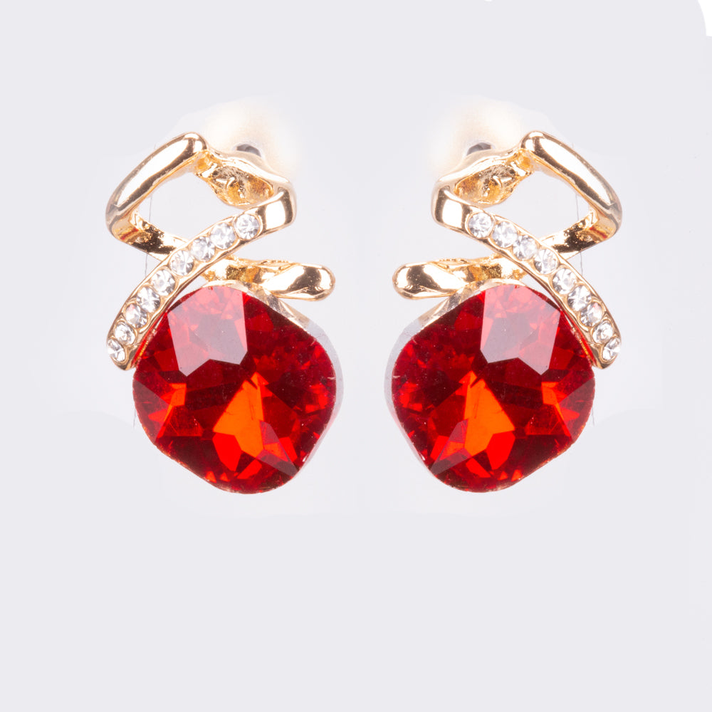 Set din Aliaj Placat cu Aur cu Cristal Roșu Emporia® ( Colier+Cercei+Pandantiv )