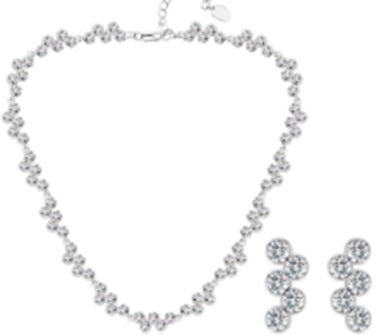 Set din Aliaj Placat cu Aur cu Cristal Alb Emporia® ( Colier+Cercei )