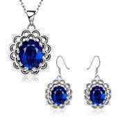 Set din Aliaj Placat cu Aur cu Cristal Albastru Emporia® ( Colier+Inel )