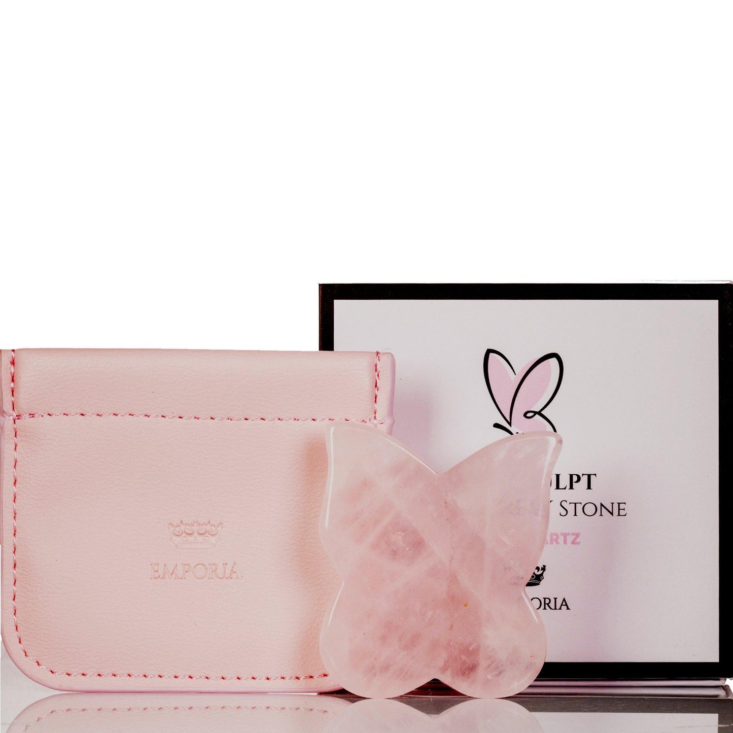 Piatră pentru Masaj Facial în Formă de Fluture, 100% cuarț trandafir - Bijuterii TV