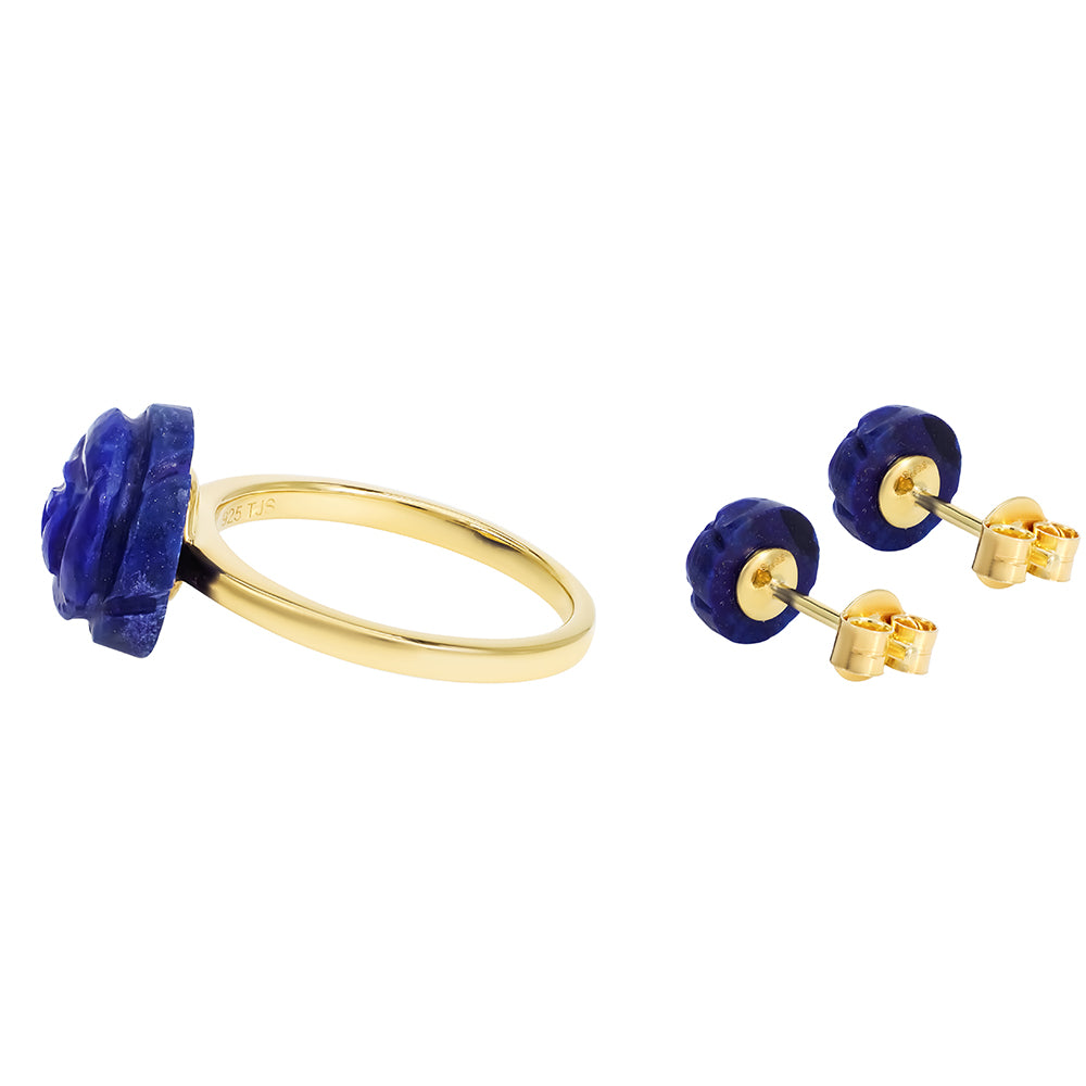 Set din Argint 925 Placat cu Aur ( 2.77 grame ) cu Lapis Lazuli 10.34 Carate