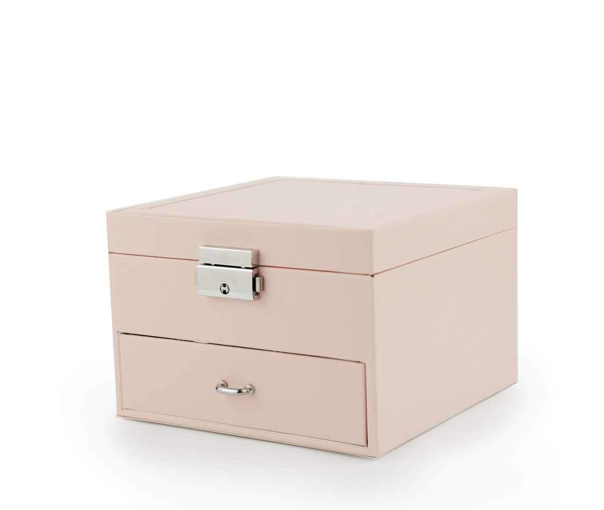 Cutie pentru Bijuterii și Organizator Elegant cu Oglindă, Roz Pudră - Bijuterii TV