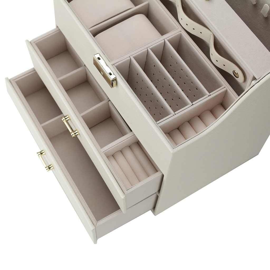 Cutie pentru Bijuterii și Organizator Elegant Stenberg cu Oglindă, Alb - Bijuterii TV