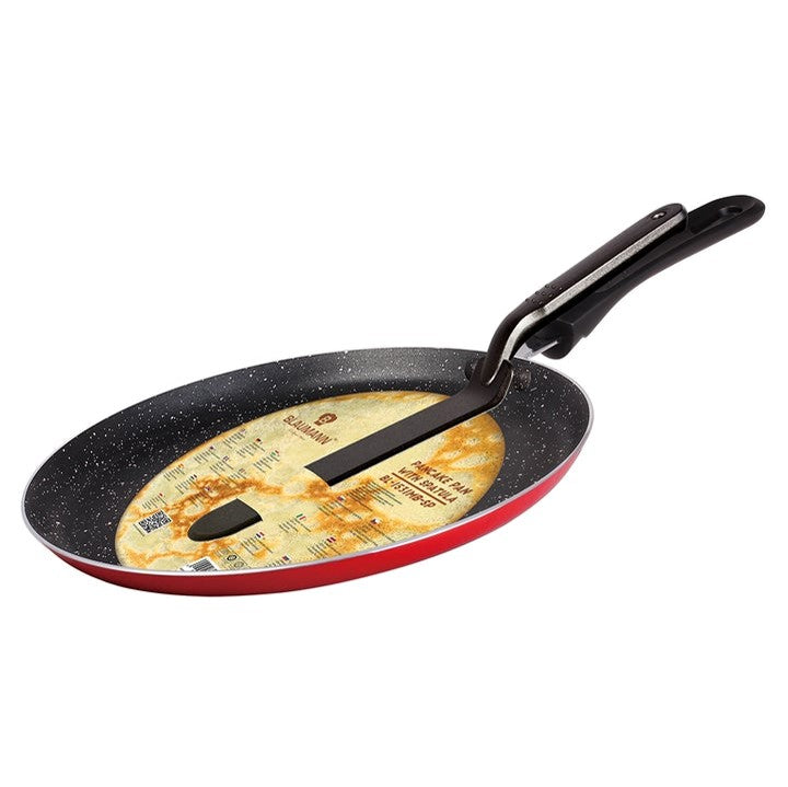 Tigaie pentru clătite Blaumann acoperită cu 3 straturi de marmură, cu spatulă, 24 cm