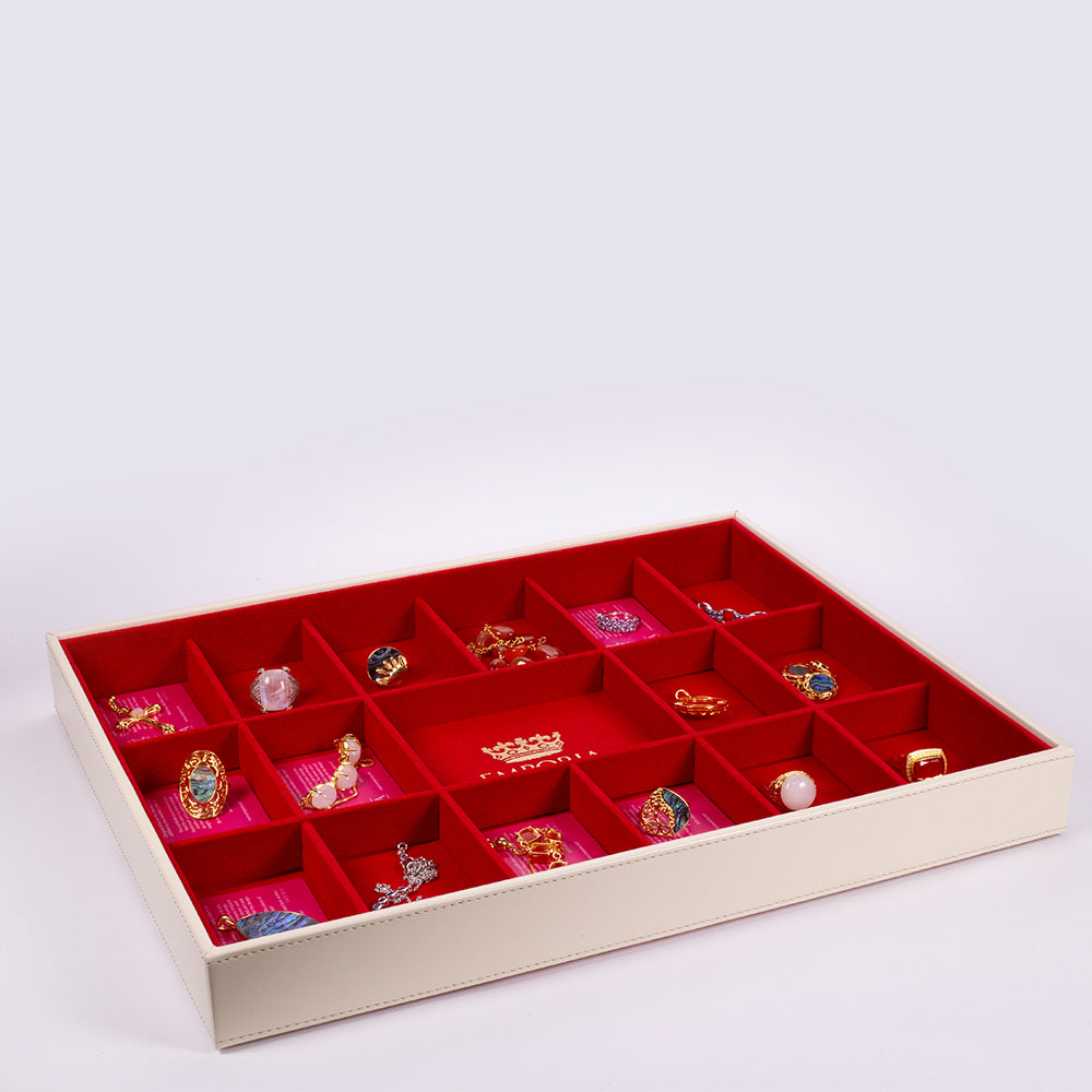 Casetă de Bijuterii Emporia ”Catifea” stivuibilă cu capac, Bej