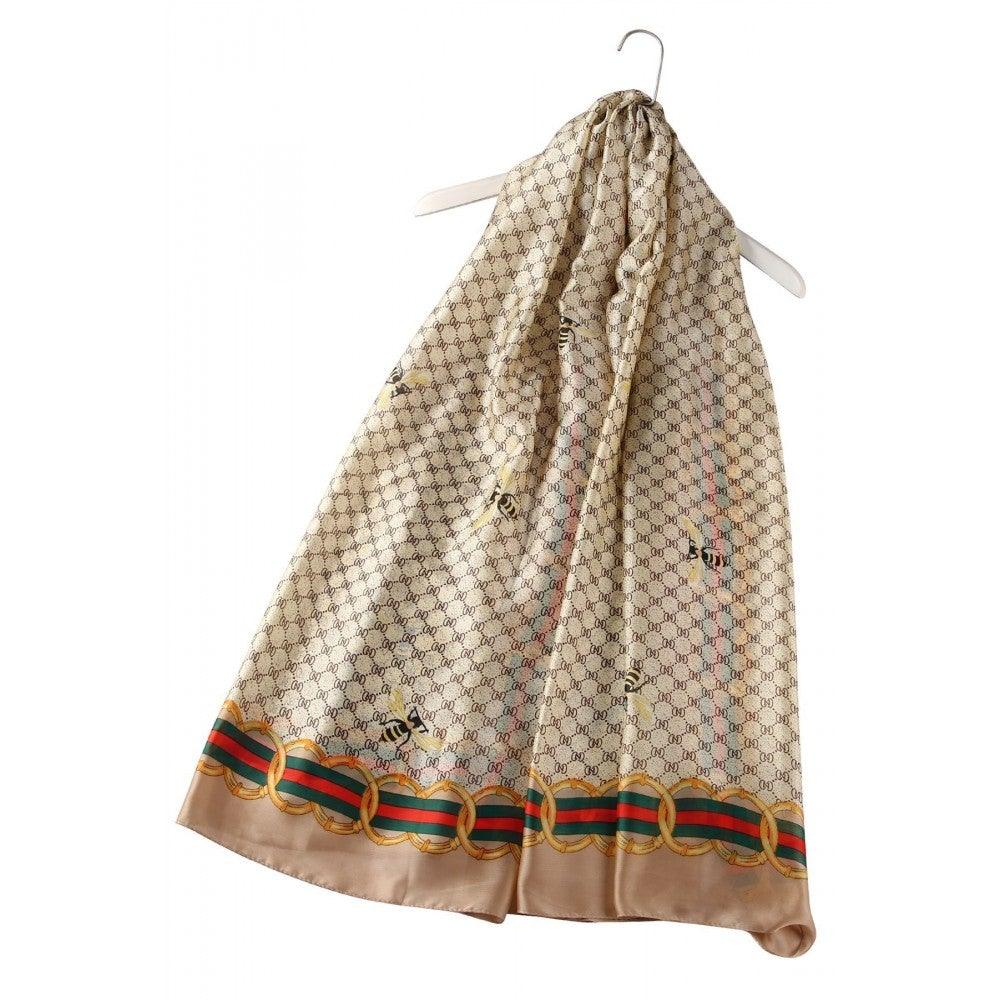 Eșarfă-Șal 100% Mătase Autentică, Stil popular Floral, Galbenă - Bijuterii TV