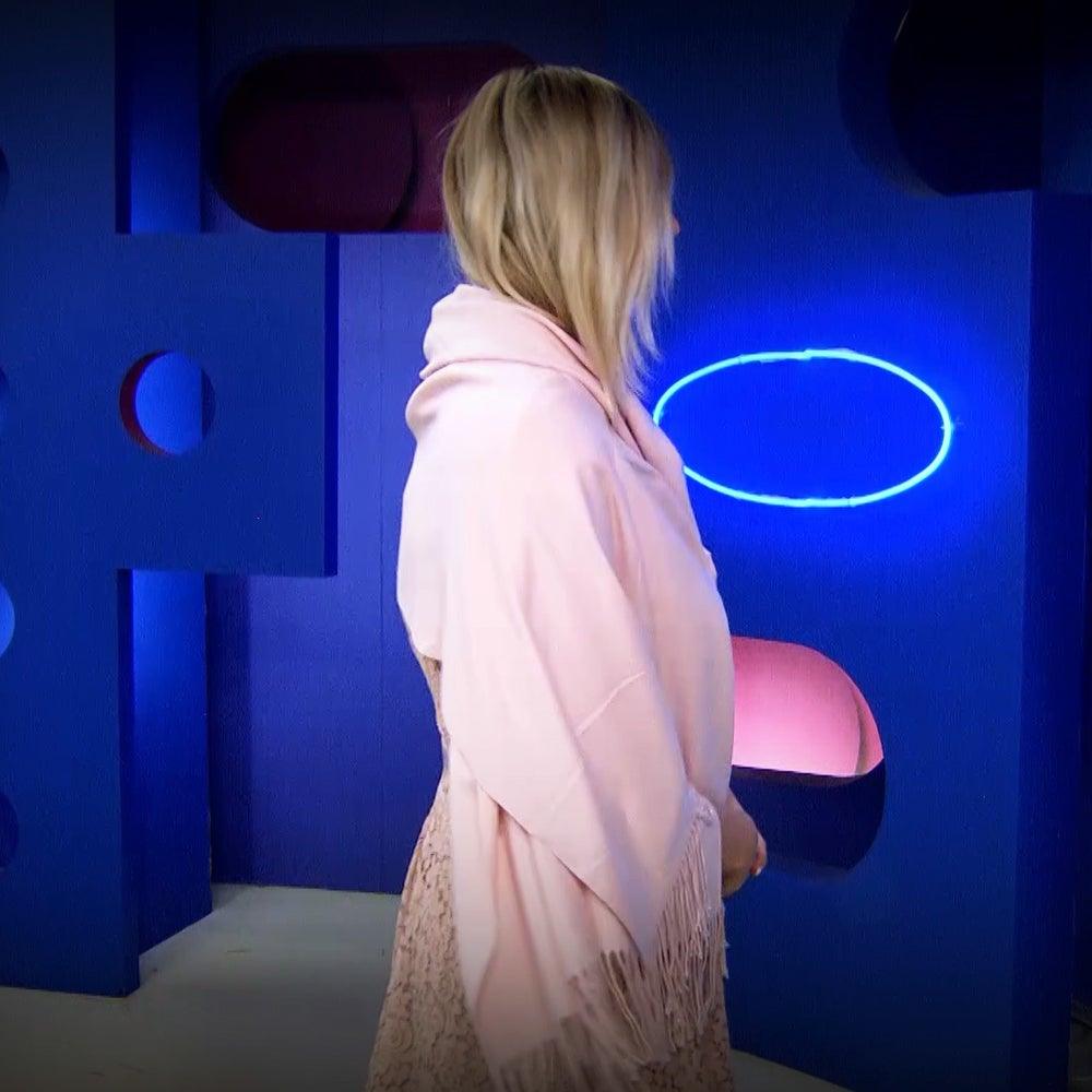 Eșarfă-Șal 100% Cașmir Pashmina Autentic , 70 cm x 180 cm, Culoare Somon Pal - Bijuterii TV