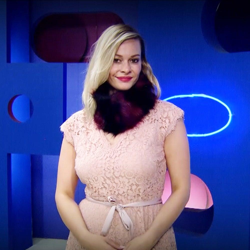 Eșarfă Bicoloră din Blană Sintetică, 22 cm x 40 cm, Roșu Intens - Bijuterii TV