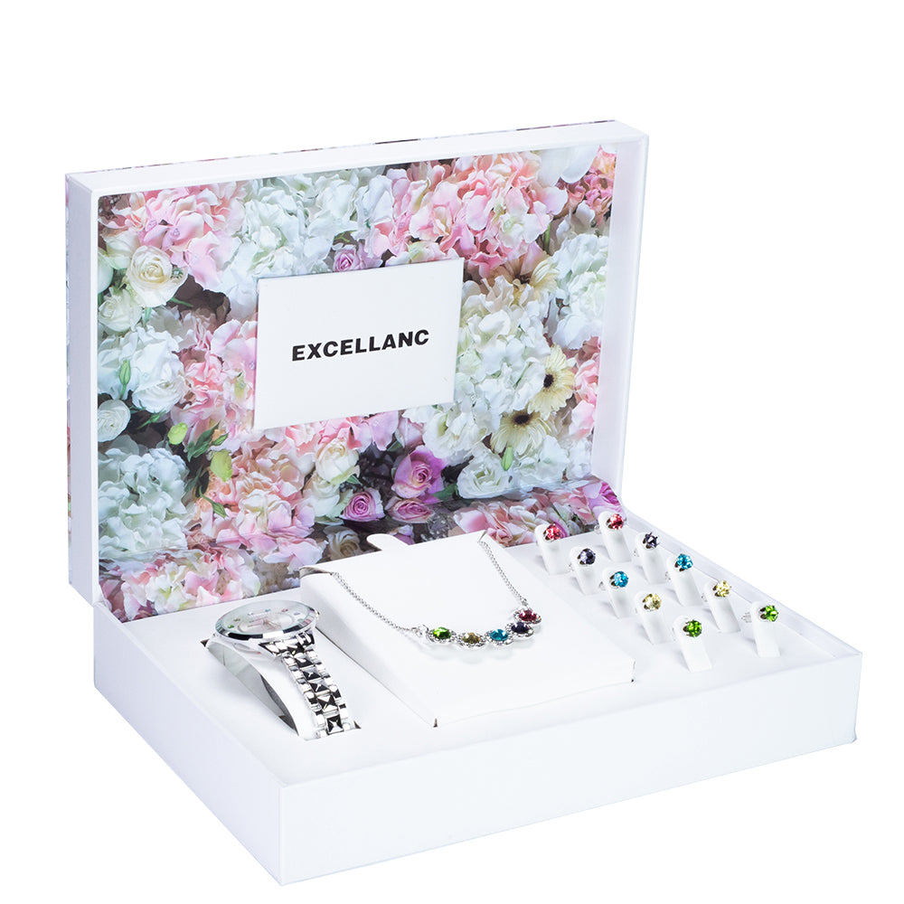 Ceas din Aliaj Placat cu Aur cu Cristal Multicolor Emporia®