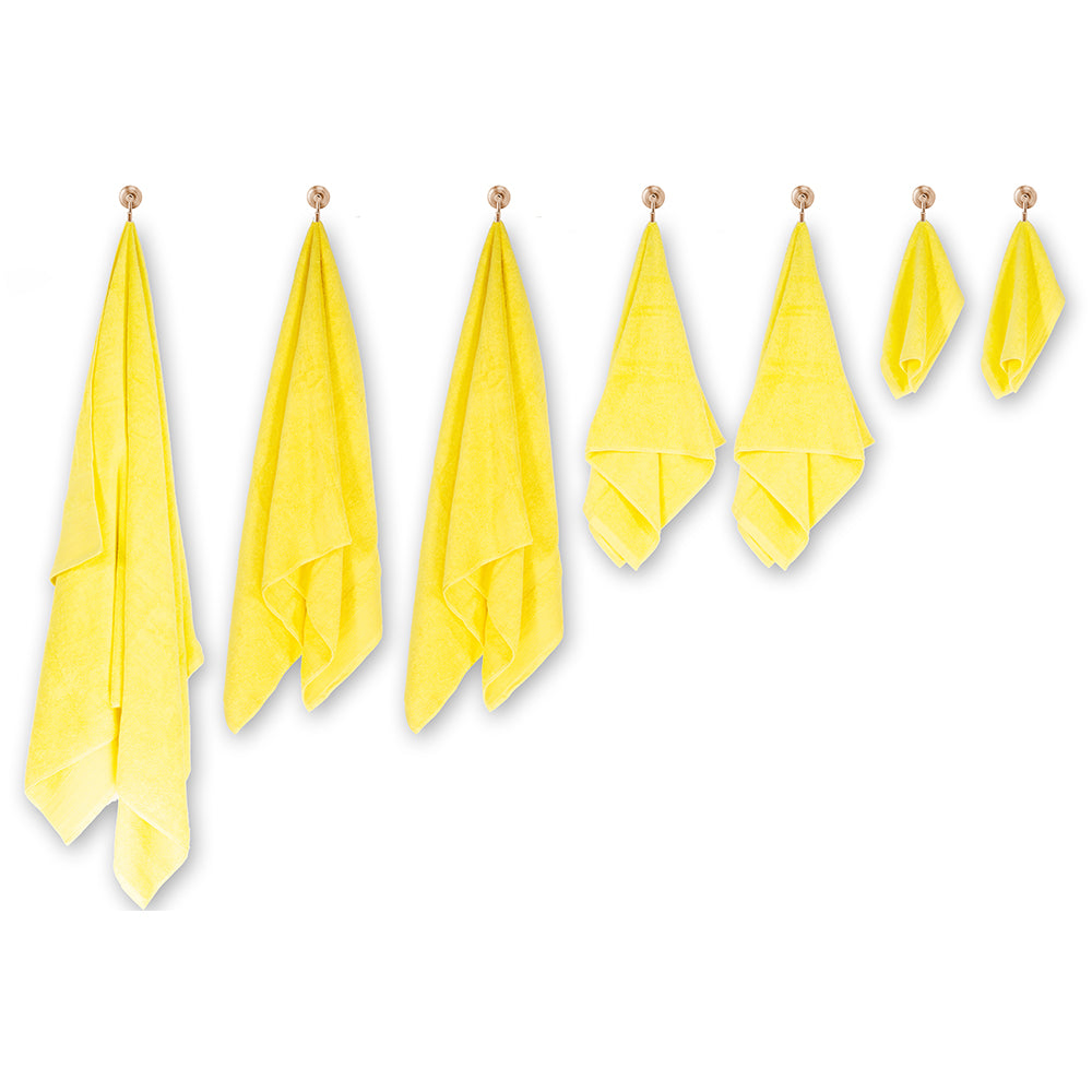 3+3+1 Set cadou Mare de Prosoape de Baie din 100% Micro Bumbac, 500 GSM, Galbene