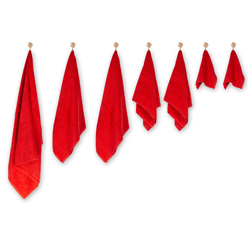 3+3+1 Set Cadou Mare de Prosoape de Baie din 100% Micro Bumbac, 500 GSM, Roșu