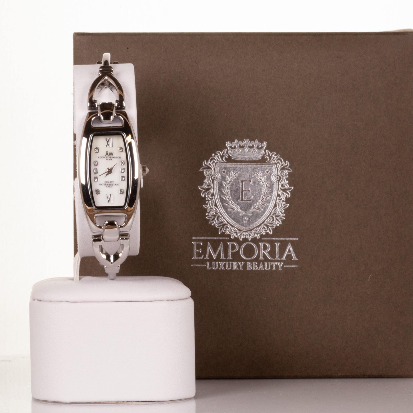 Ceas din Aliaj de Culoare Argintie AW, de damă, curea subțire cu triunghi și cristale de cuarț - Bijuterii TV