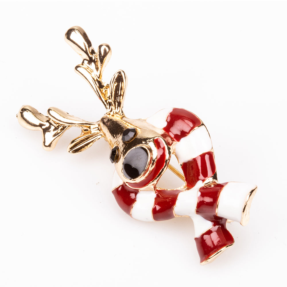 Broşă din Aliaj Placat cu Aur cu Cristal Roșu Emporia® și Cristal Alb Emporia®