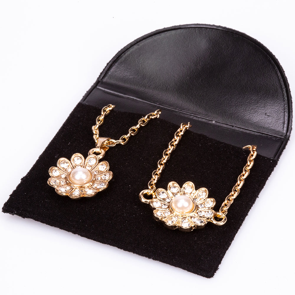 Set din Aliaj Placat cu Aur cu Perlă și Cristal Alb Emporia® ( Colier+Brățară )