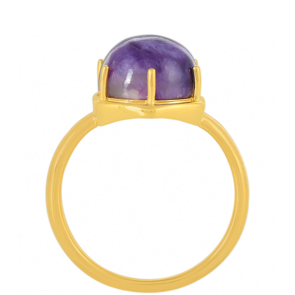 Inel din Argint 925 Placat cu Aur ( 2.83 grame ) cu Charoit 4.21 Carate