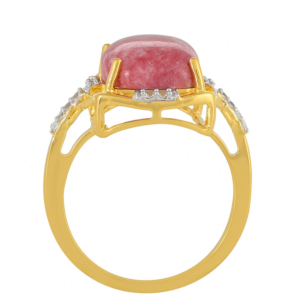 Inel din Argint 925 Placat cu Aur ( 2.73 grame ) cu Thulit și Topaz Alb 6.27 Carate