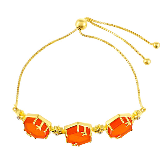 Brățară din Argint 925 Placat cu Aur ( 6.63 grame ) cu Carneol și Topaz Alb 11.58 Carate