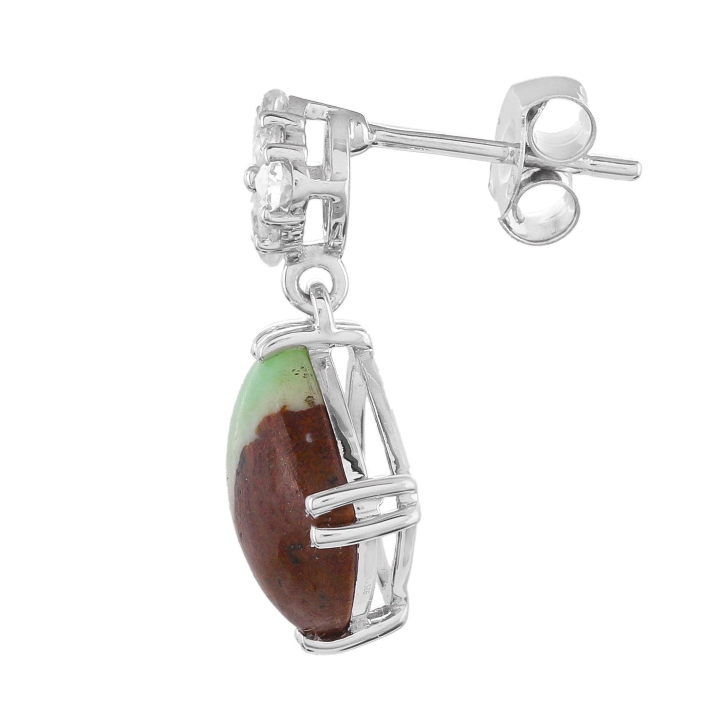 Cercei din Argint cu Crisopraz Mentă și Zircon Natural - Bijuterii TV