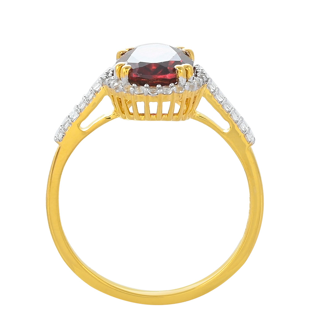 Inel din Argint 925 Placat cu Aur ( 1.64 grame ) cu Granat Rodolit și Topaz Alb 2.45 Carate