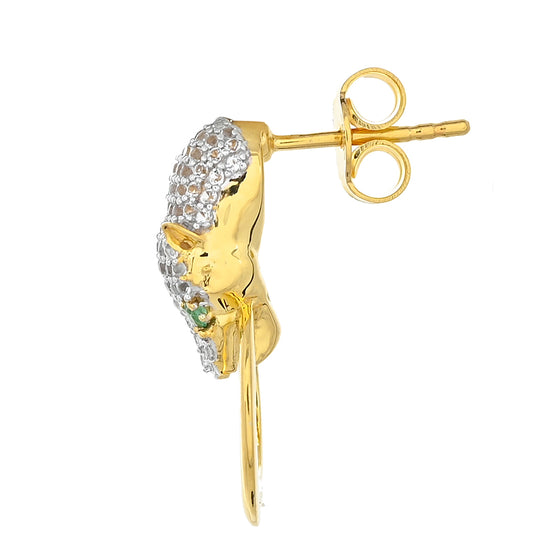 Cercei din Argint 925 Placat cu Aur ( 4.5 grame ) cu Smarald Brazilian și Topaz Alb 0.81 Carate